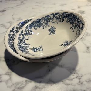 Vintage Villeroy & Boch Blue “Valeria” (2) Desert Bowls Made in W. Germany